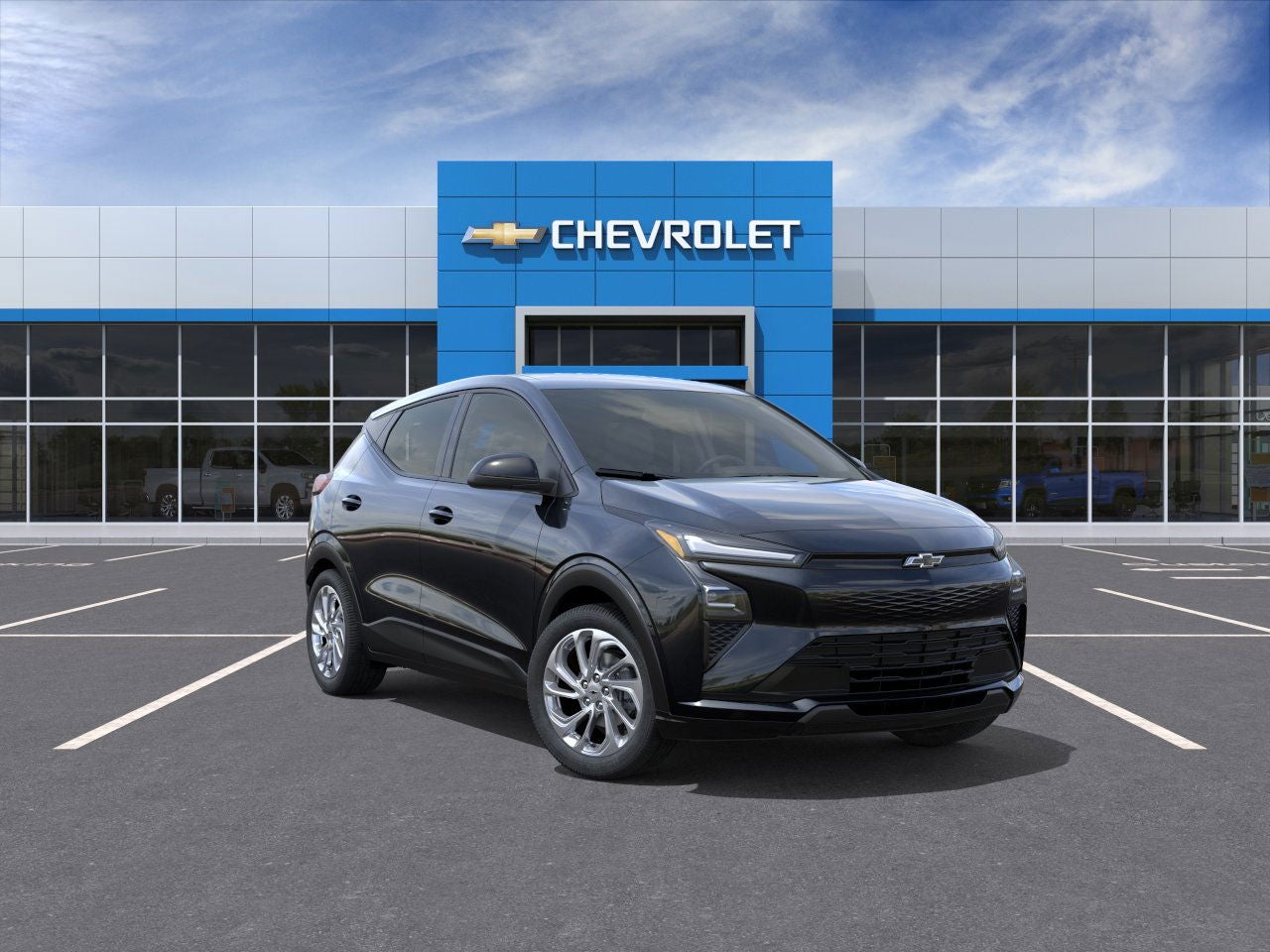 2027 Chevrolet Bolt LT in Mosaic Black Metallic — front three-quarter view