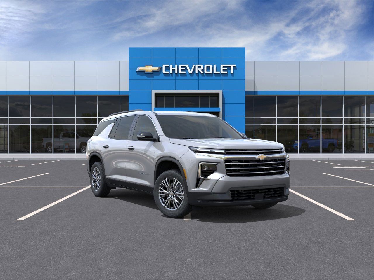 2026 Chevrolet Traverse LT in Sterling Gray Metallic — front three-quarter view