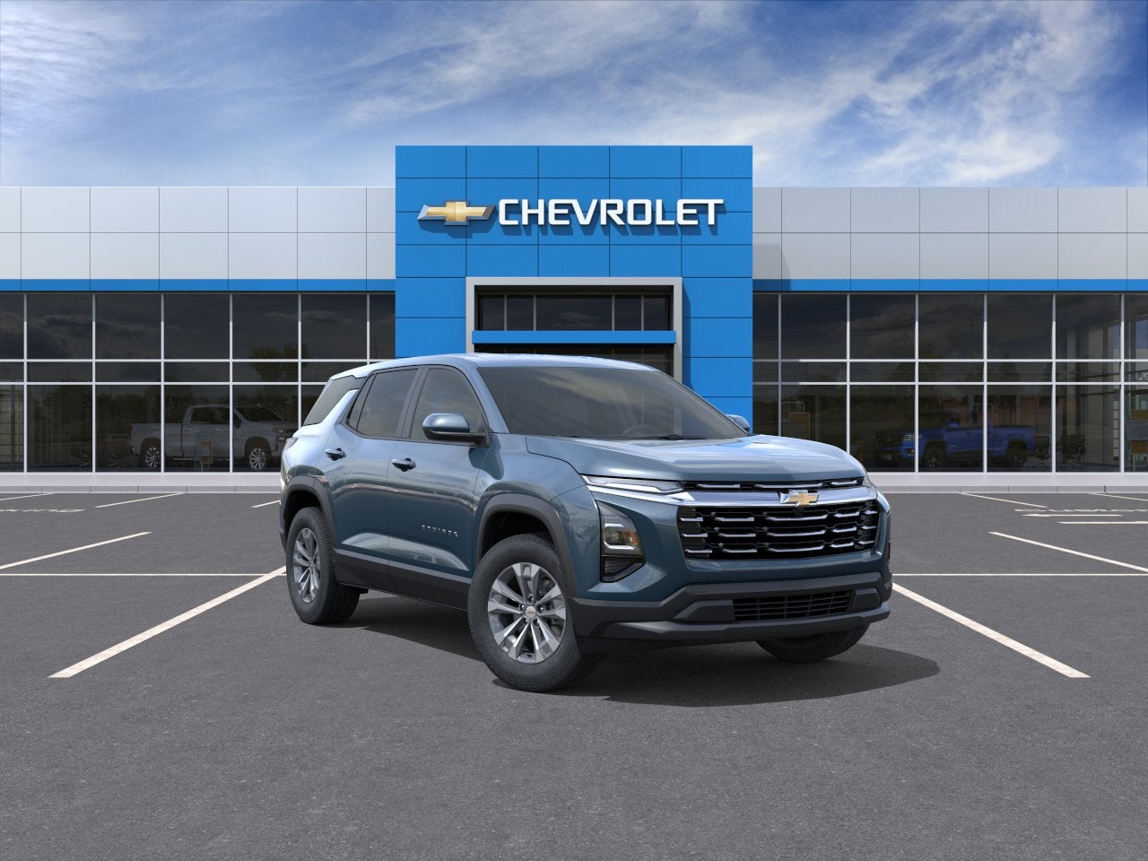 2026 Chevrolet Equinox LT in Lakeshore Blue Metallic — front three-quarter view